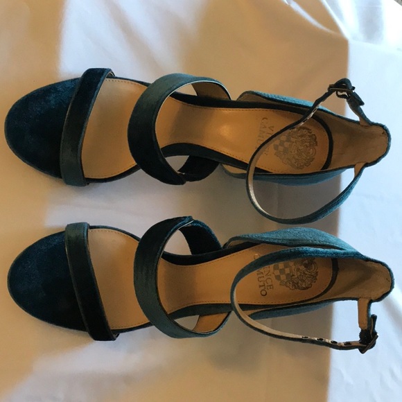 Vince Camuto Shoes - Vince Camuto Robeka Velvet Sandals Peacock NWT